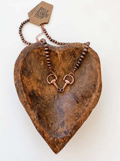 Copper Horsebit Turquoise Navajo Pearl Necklace