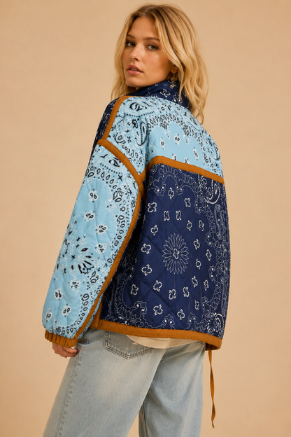 Blue Bandana Quilted Jacket