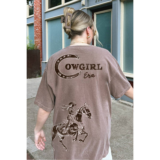 Cowgirl Era Graphic Oversized Tee – Espresso