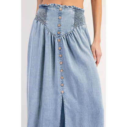 Denim Front Slit Maxi Skir