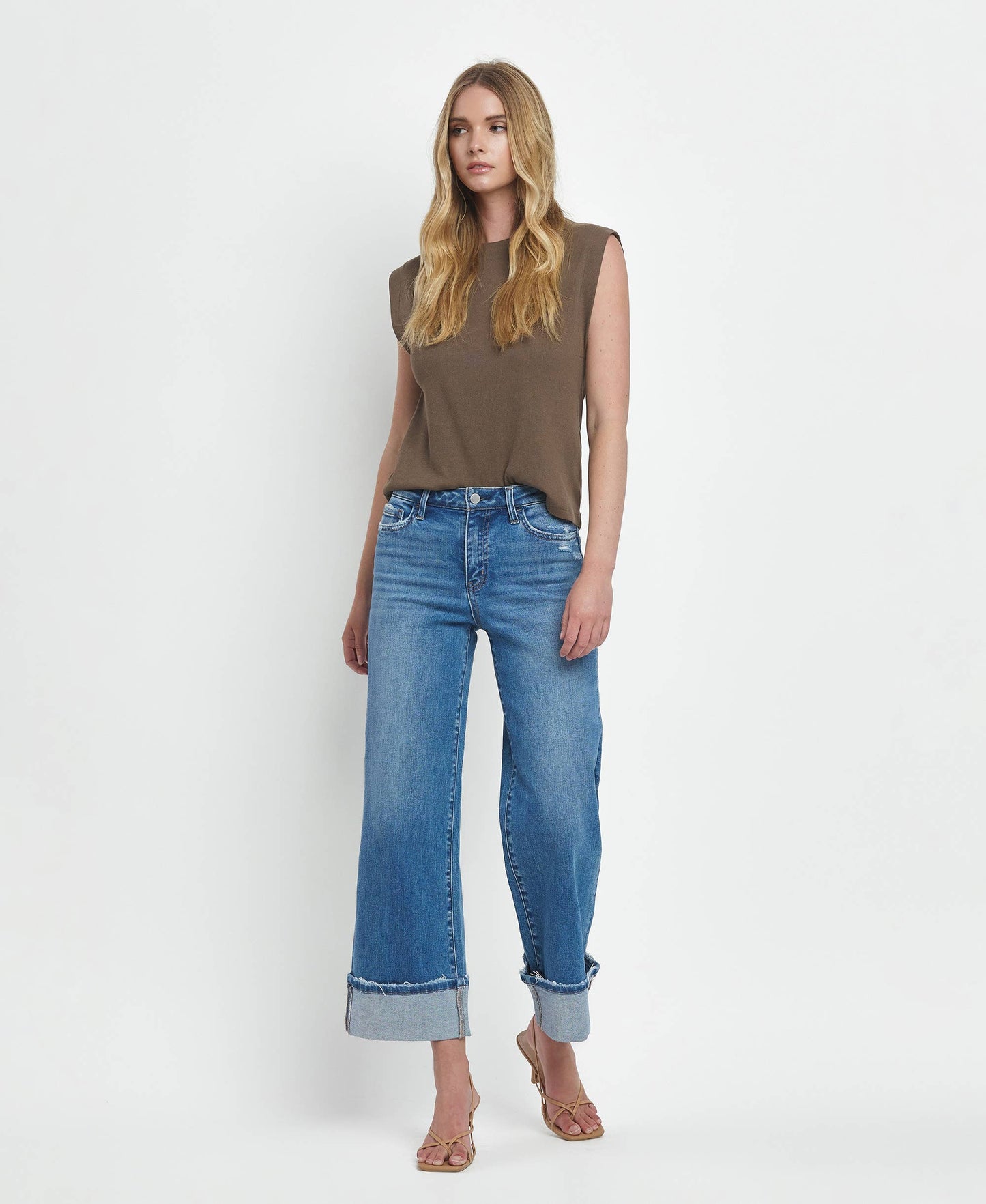 Canyon Cuffed Wide-Leg Jeans