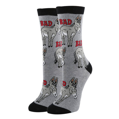 Bad A** | Women's Funny Donkey Crew Socks