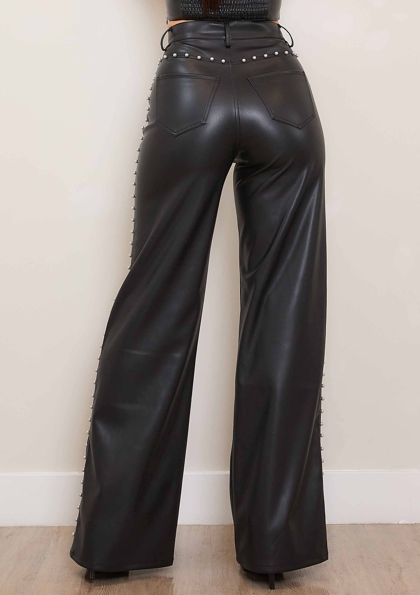 Pearl Luxe Vegan Leather Wide Leg Pants