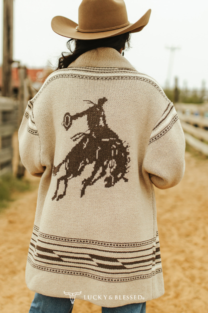 Cream Cow Skull Western Cardigan