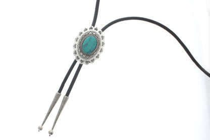 Turquoise Silver Concho Bolo Tie