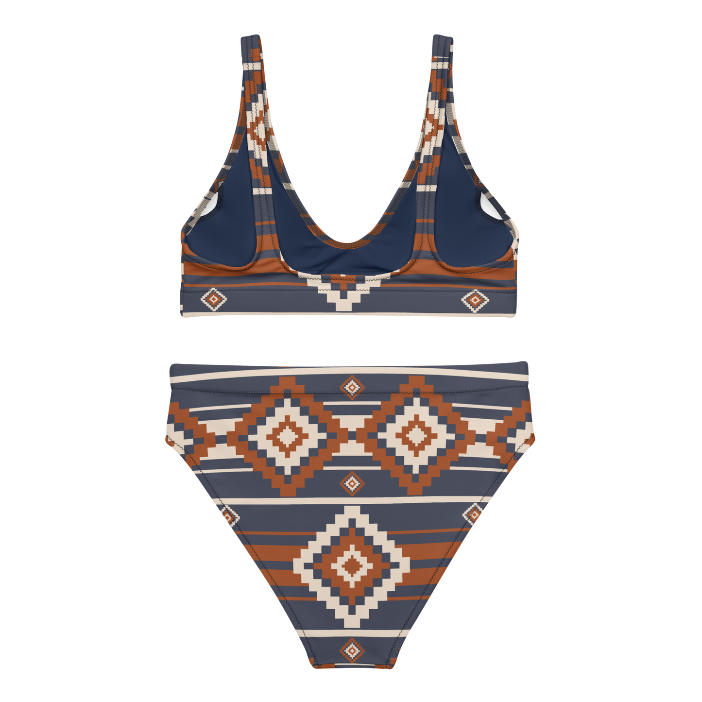 Canyon Breeze High Waisted - Tan & Blue Western Print Bikini
