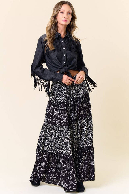 Prairie Bloom Tiered Maxi Skirt