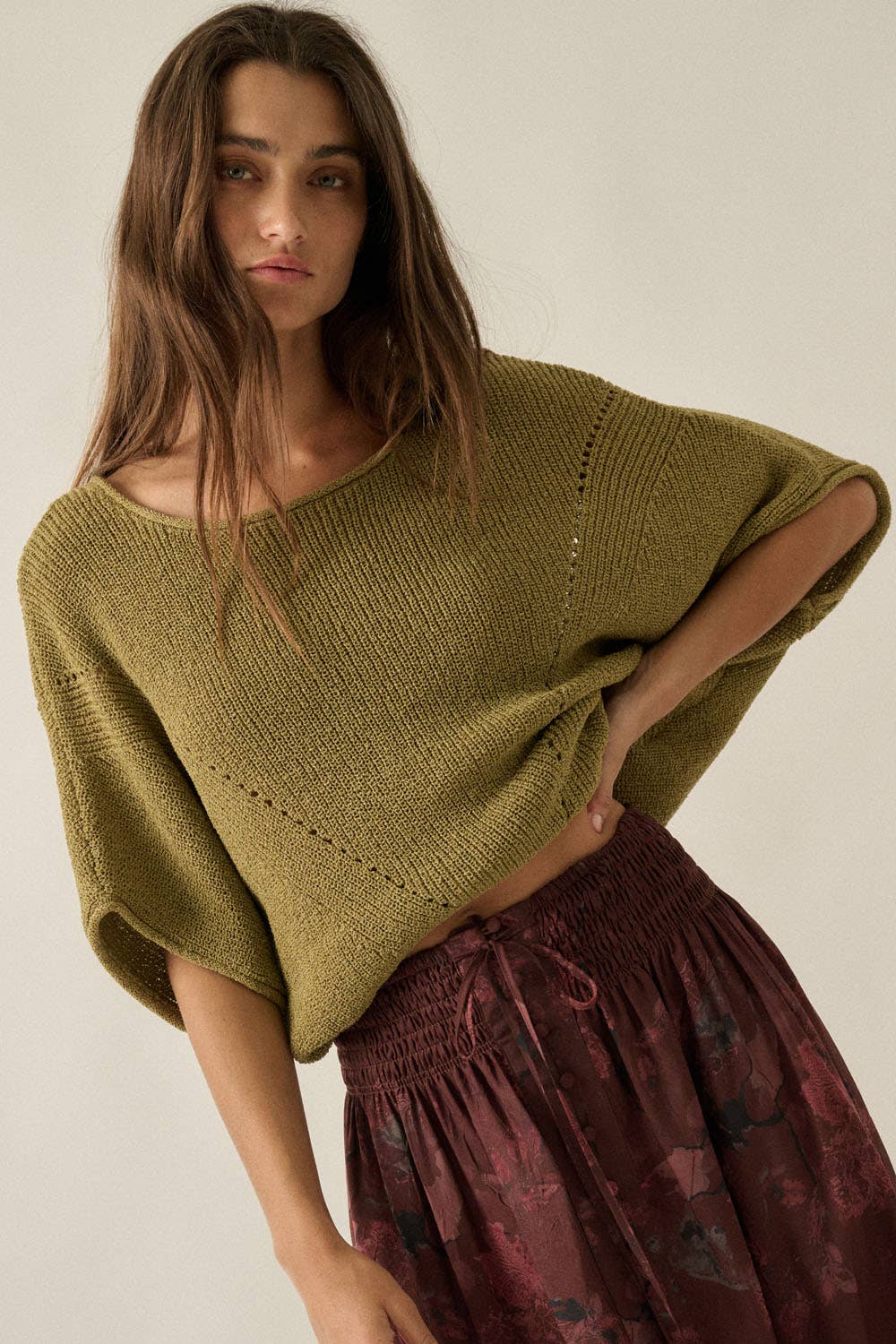 Sundown Pointelle Knit Sweater