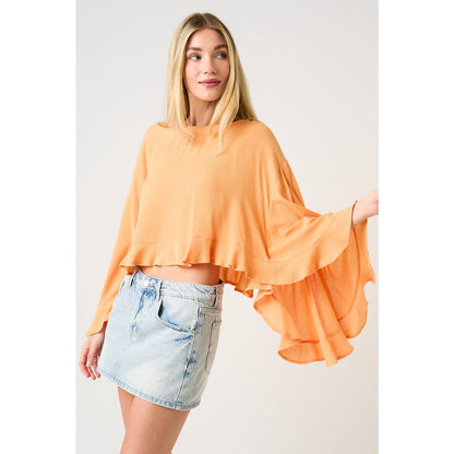 Sorbet Sky Batwing Ruffle Top