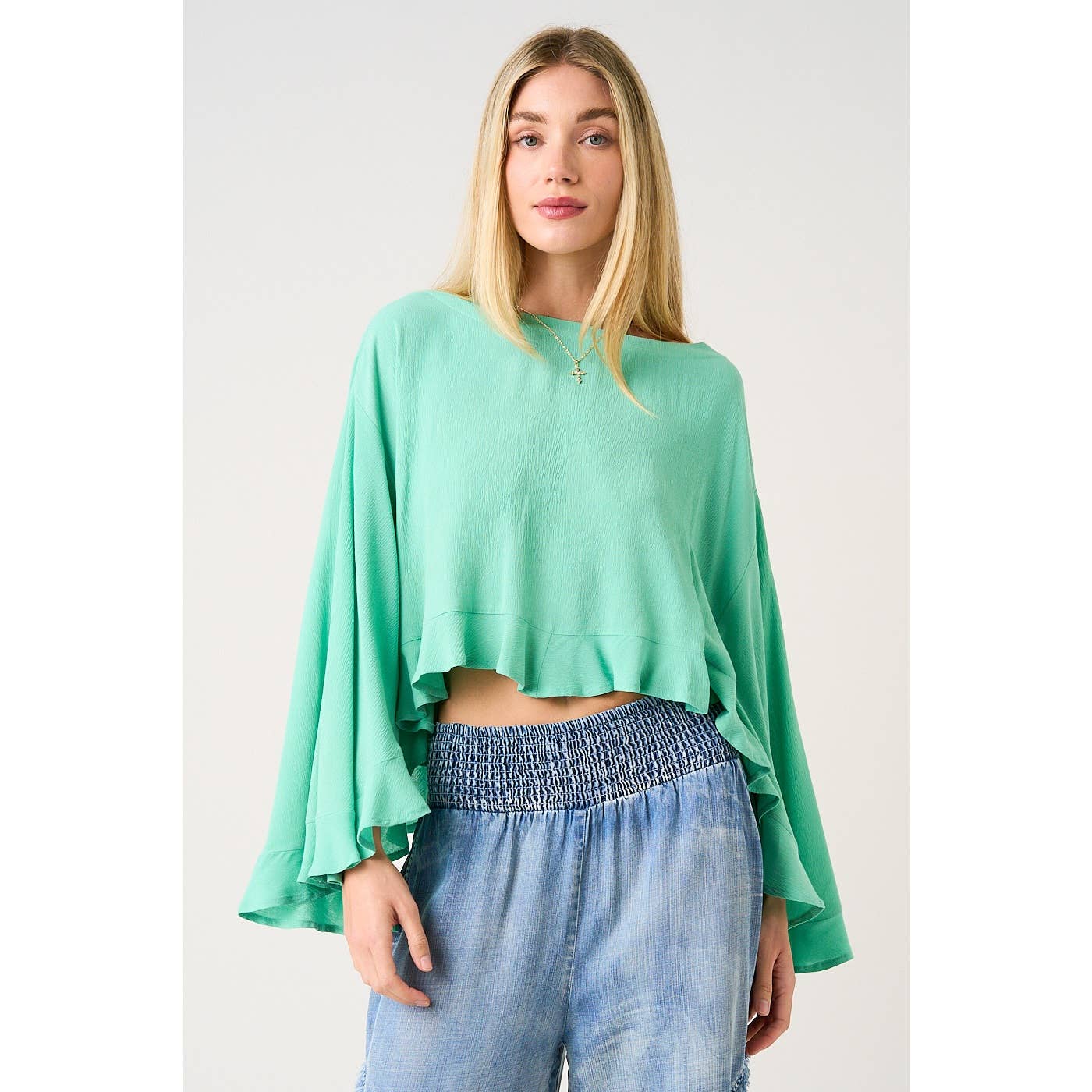 Verdelle Butterfly Sleeve Top