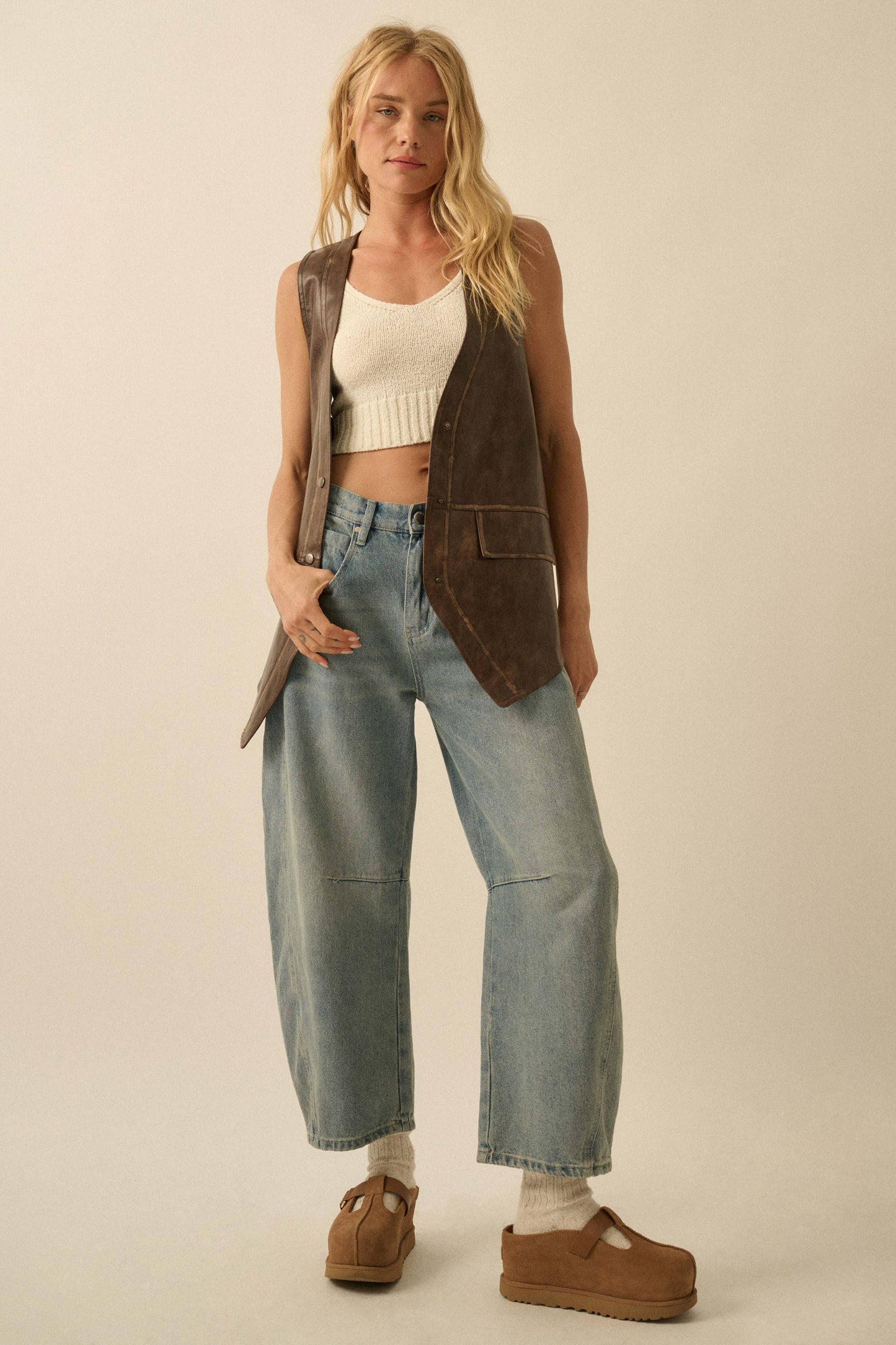 Faux Leather Western Vest