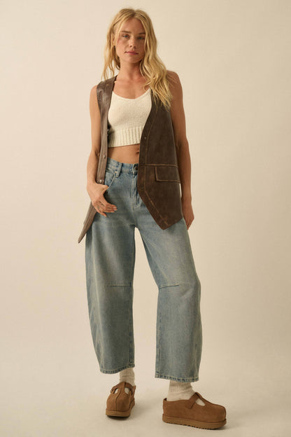 Faux Leather Western Vest