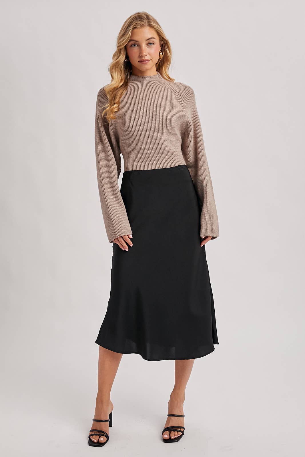 Mock Neck Open Back Bow Sweater