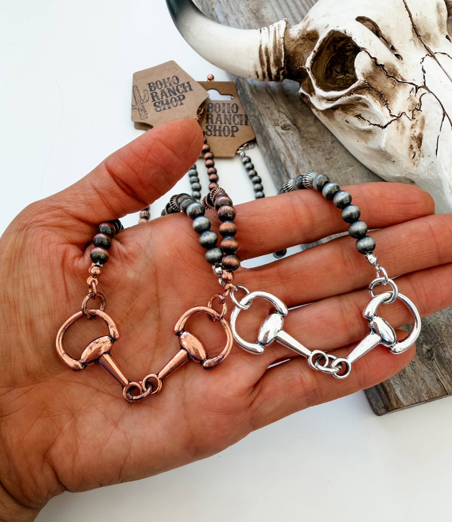 Copper Horsebit Turquoise Navajo Pearl Necklace