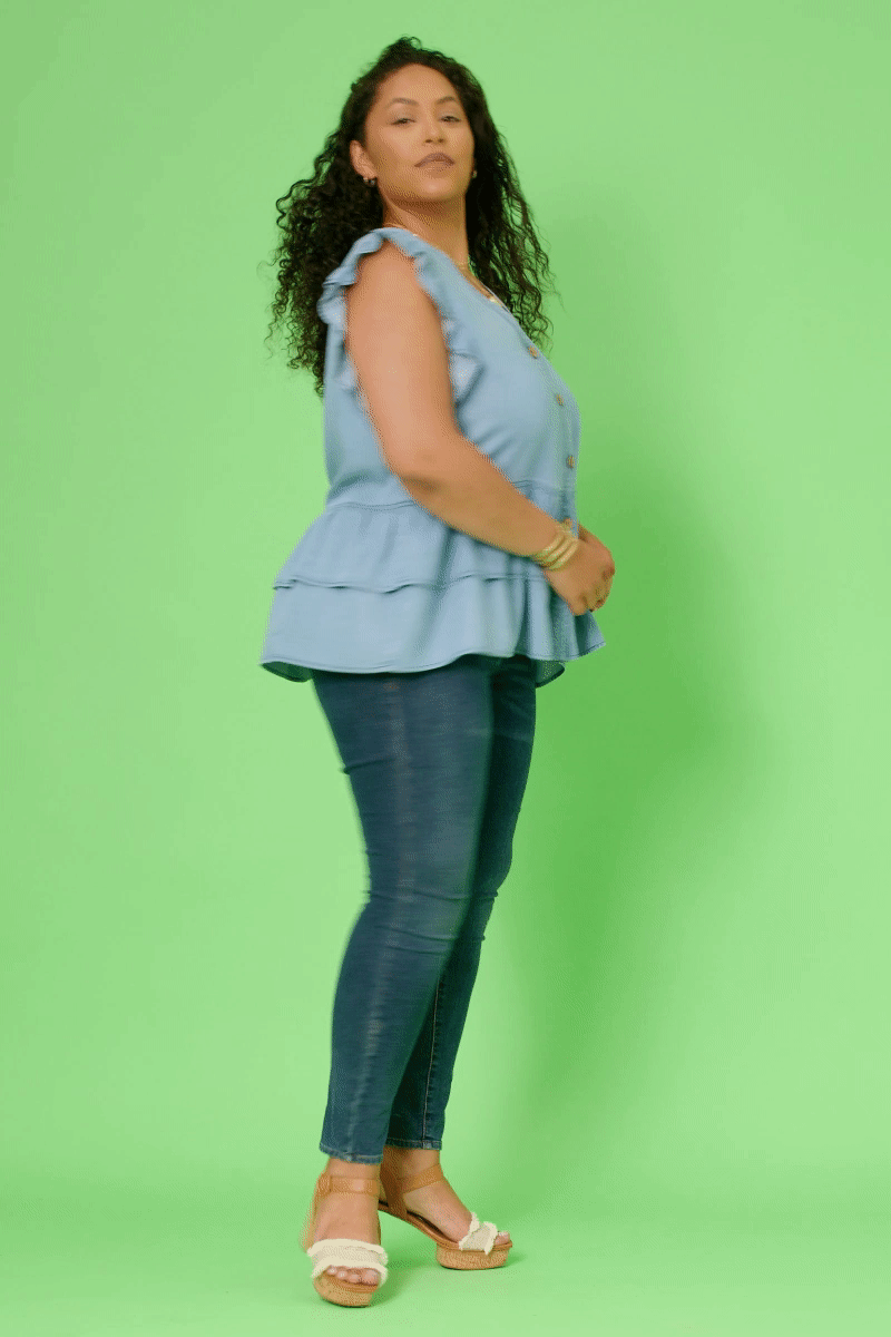 The Dakota Ruffle Denim Top