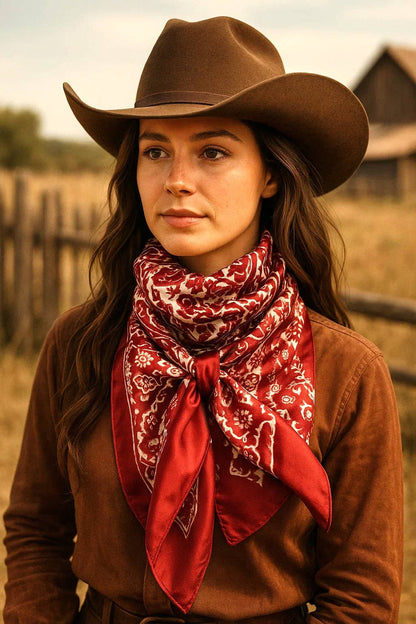 Prairie Rose Red Paisley Wild Rag Scarf