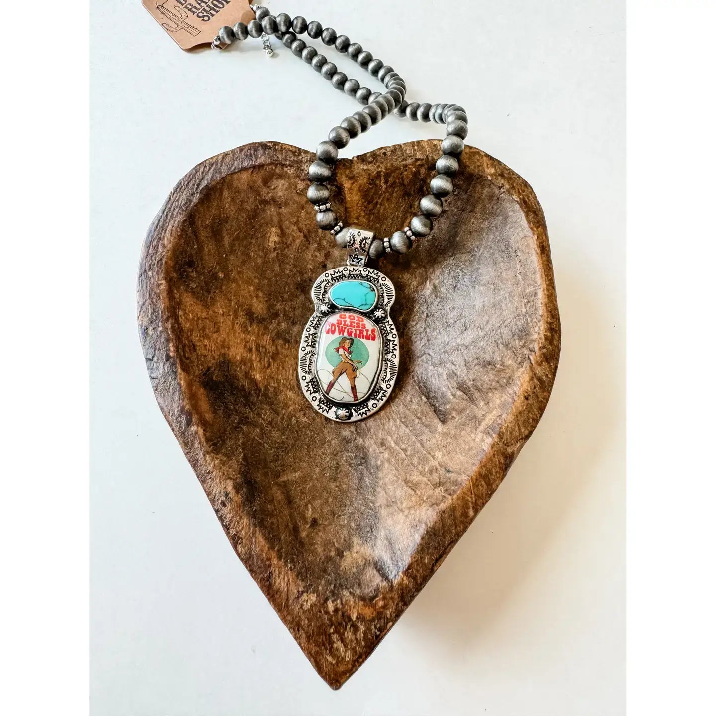 God Bless Cowgirls Navajo Pearl Pendant Necklace