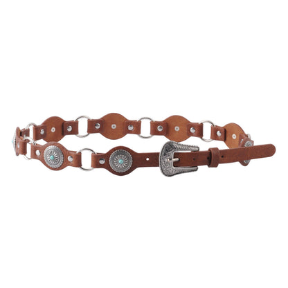Thin Turquoise Concho Western Belt