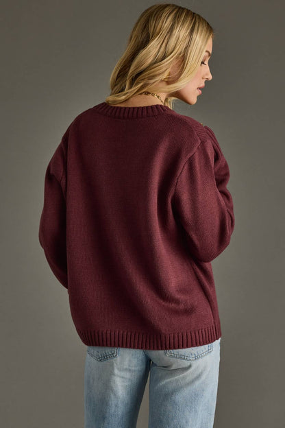Wine Weather Sweater in Black Cherry