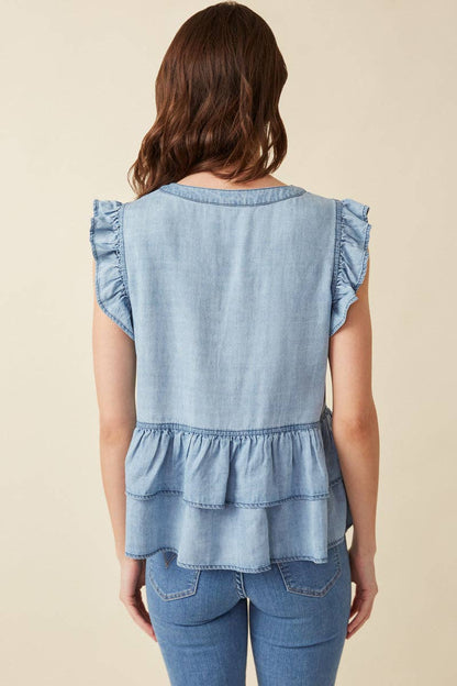 The Dakota Ruffle Denim Top