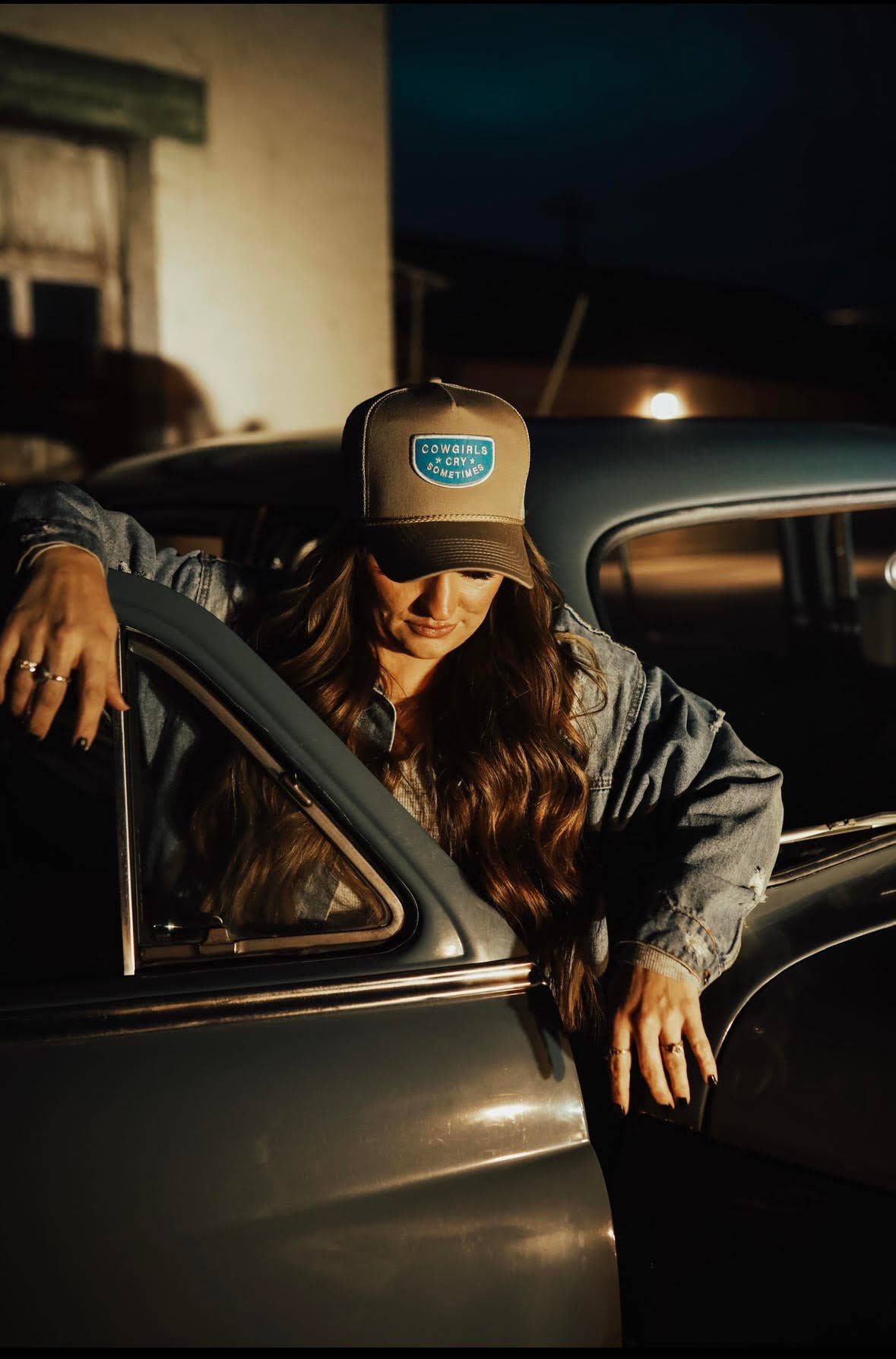 Cowgirls Cry Sometimes Khaki Rope Trucker Hat