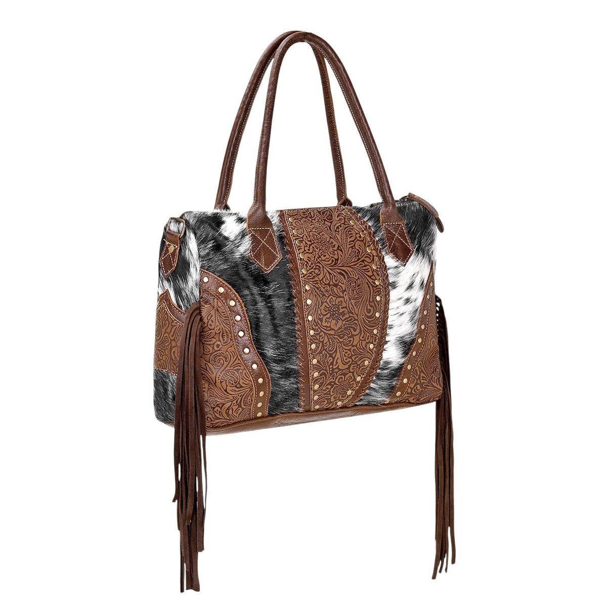 Weekender Bag with hair on and suede fringe