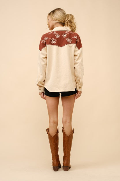 Embroidered Western Shacket