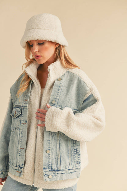 Laid-Back Cowgirl Denim Fleece Jacket