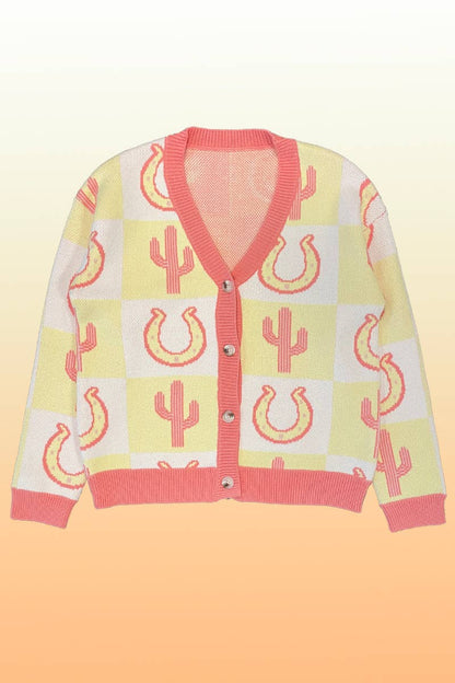 Tiled Cactus Horseshoe Knit Cardigan