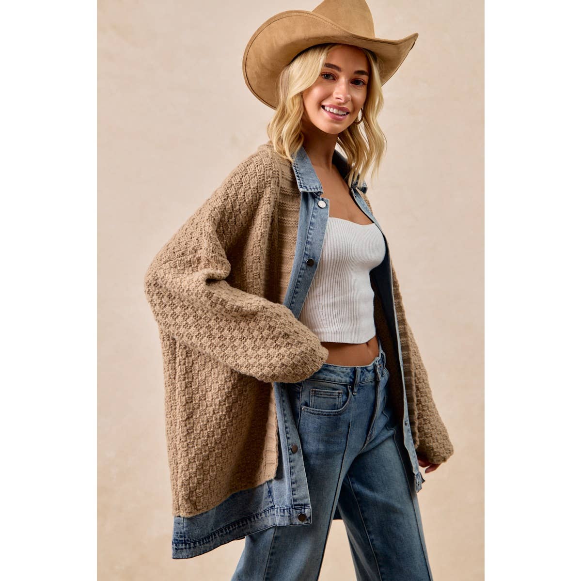 Chunky Textured Knit Open-Front Cardigan
