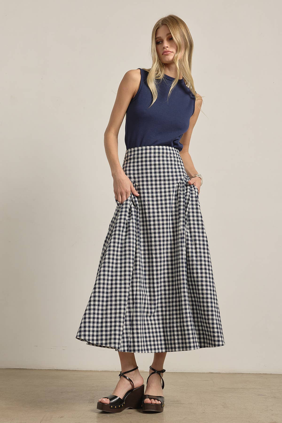 Prairie Muse Gingham Maxi Skirt