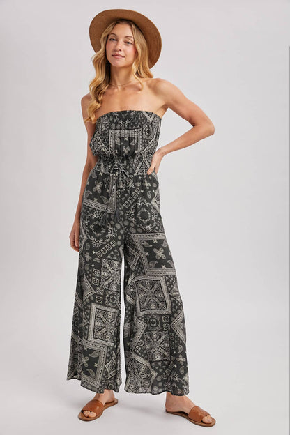 Desert Breeze Strapless Wide-Leg Jumpsuit
