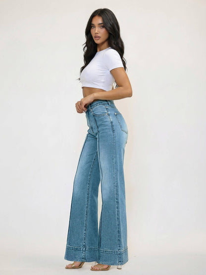 High Noon Pintuck Wide Leg Jeans