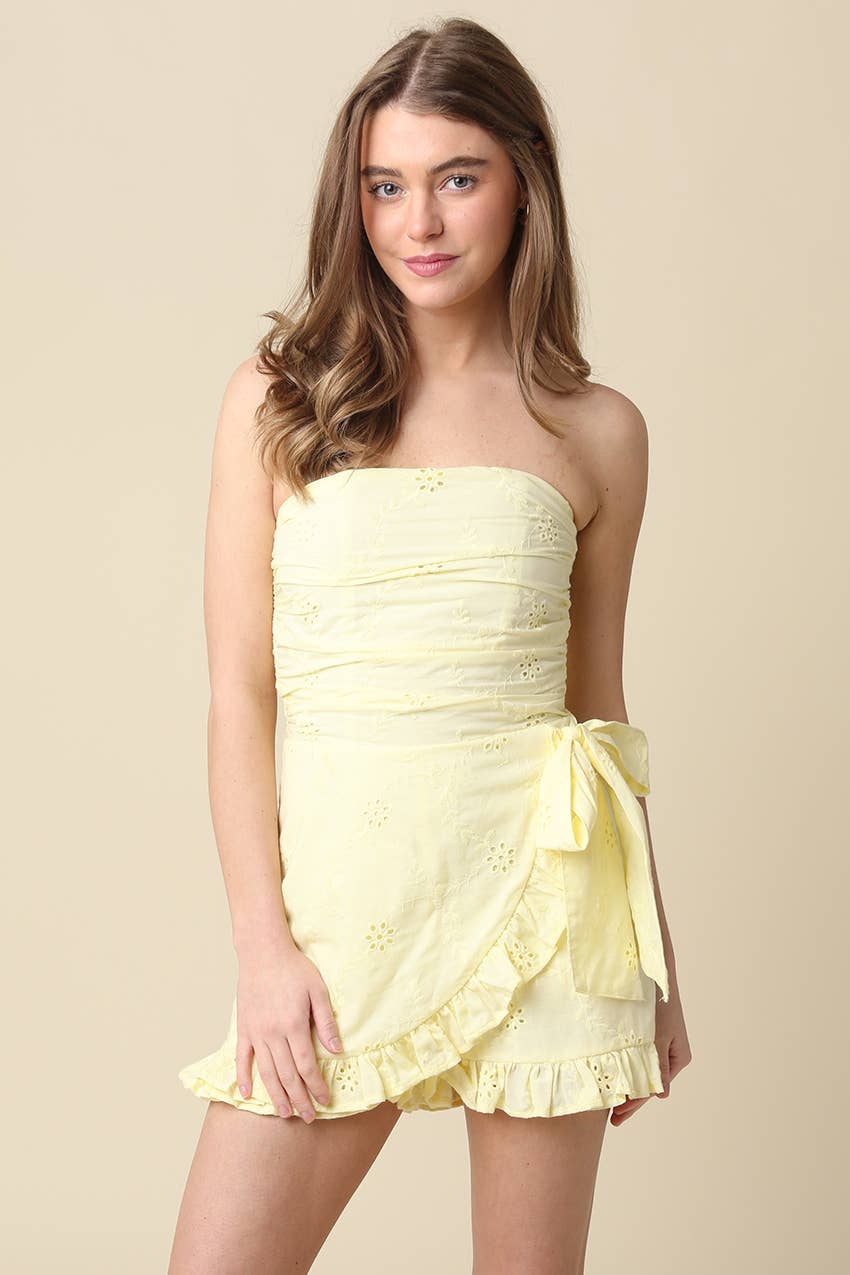 Alessia Strapless Wrap Romper: Sky / Contemporary / S