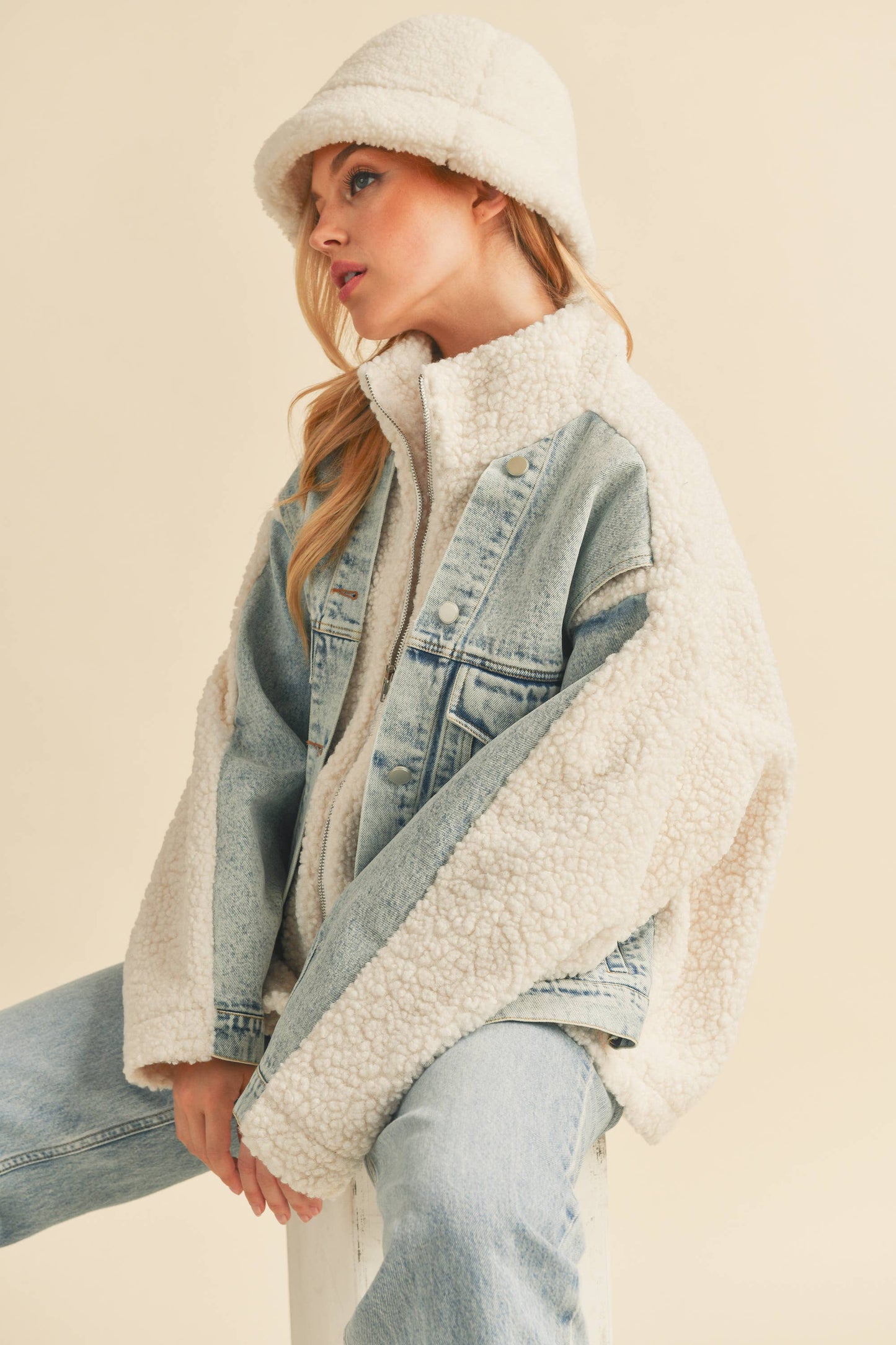 Laid-Back Cowgirl Denim Fleece Jacket
