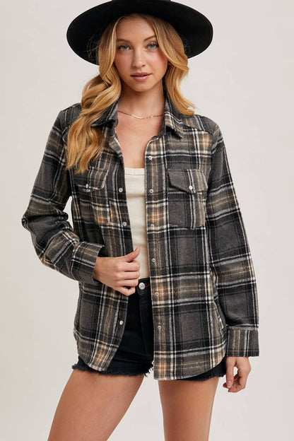 Plaid Button-Down Shacket