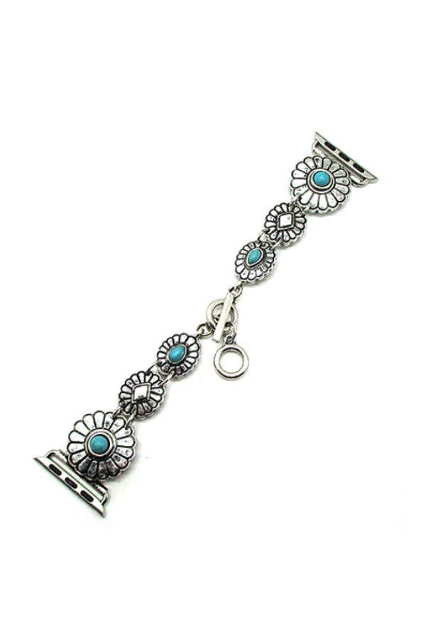 Western Turquoise Concho Apple Watch Band – Small (38–41mm)