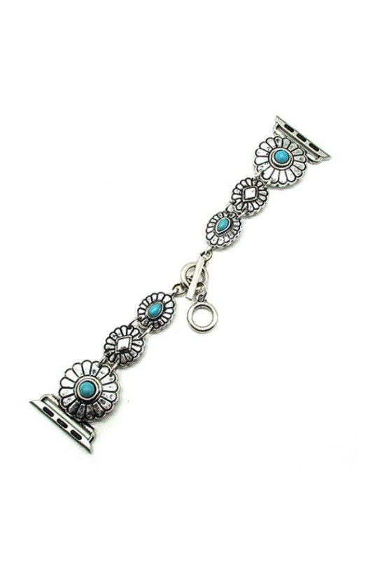 Western Turquoise Concho Apple Watch Band – Small (38–41mm)