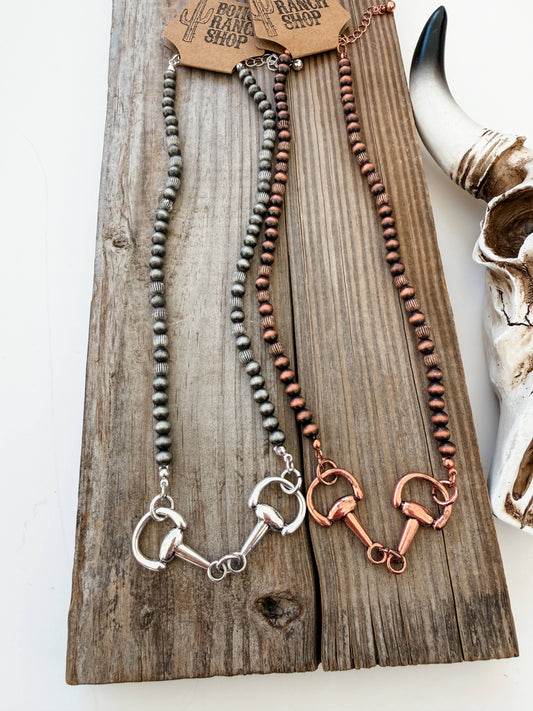 Copper Horsebit Turquoise Navajo Pearl Necklace