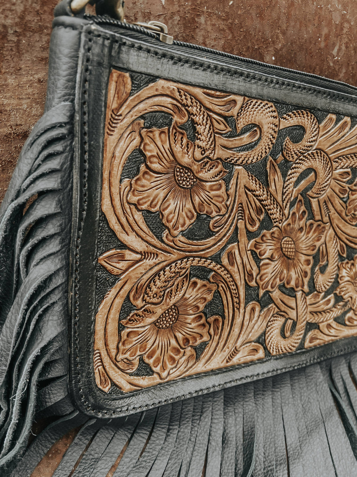 Rio Grande Tooled Leather Purse Crossbody