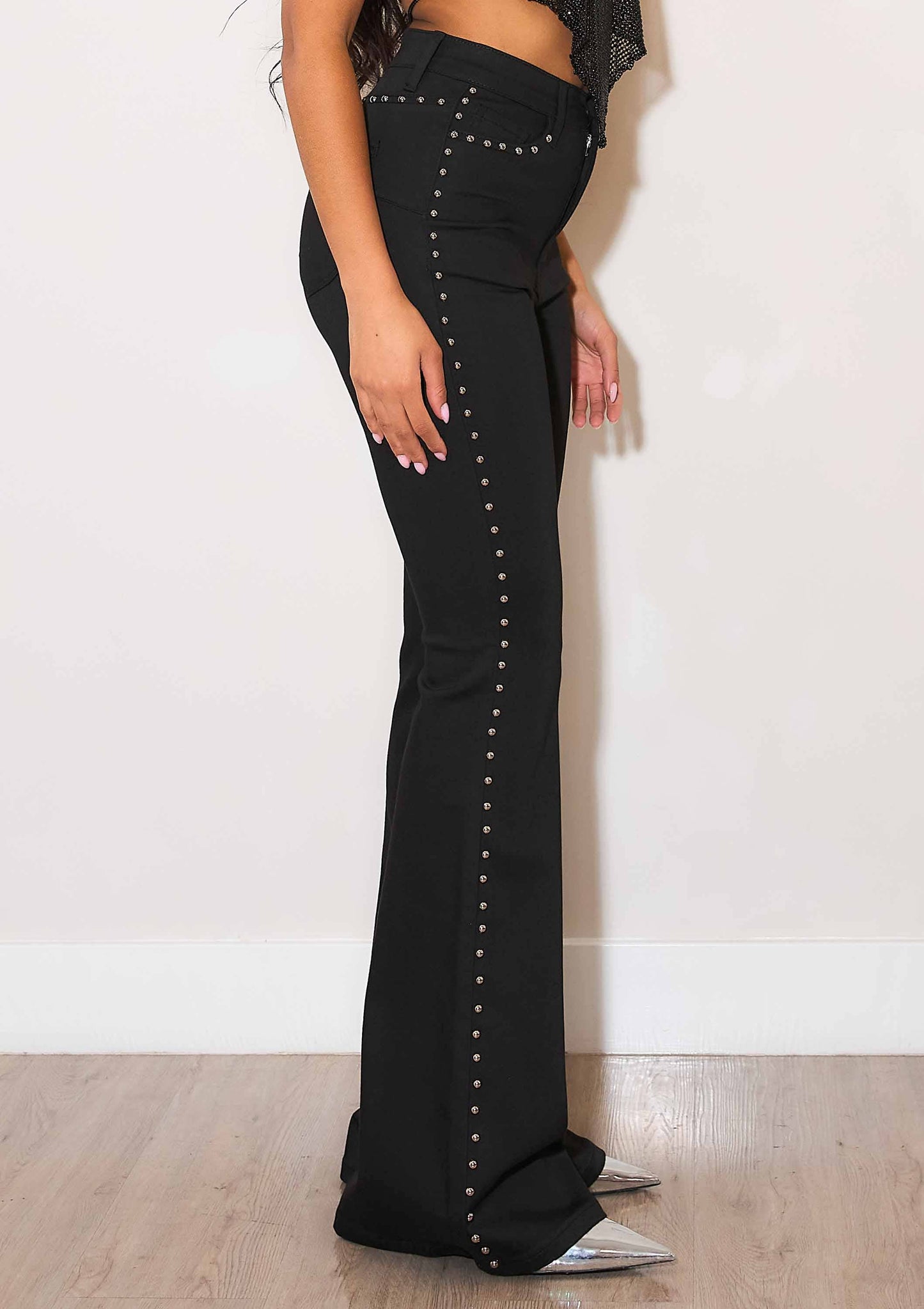 Whiskey Kiss Black Studded Flare