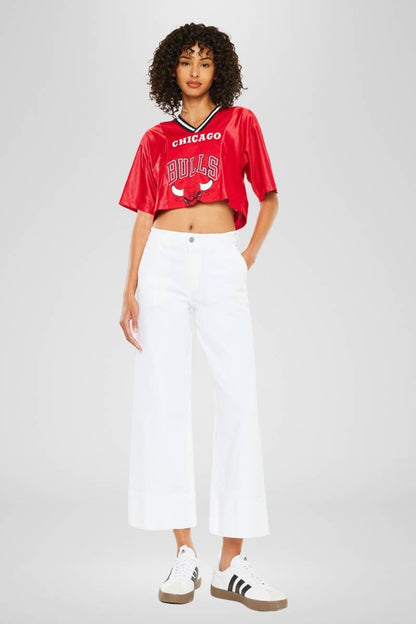 High Rise Cropped Wide Leg Jean – White