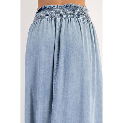 Denim Front Slit Maxi Skir