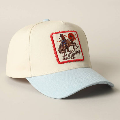 Cowboy Horse Embroidered Denim Cap