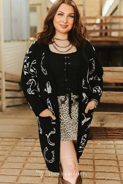 Black & Ivory Western Knit Cardigan