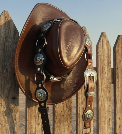 Thin Turquoise Concho Western Belt