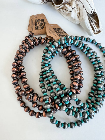 60" Turquoise Navajo Pearl Western Necklace