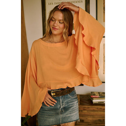 Sorbet Sky Batwing Ruffle Top