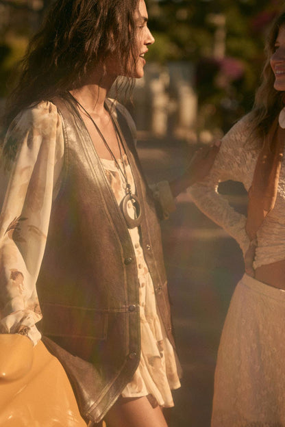 Faux Leather Western Vest