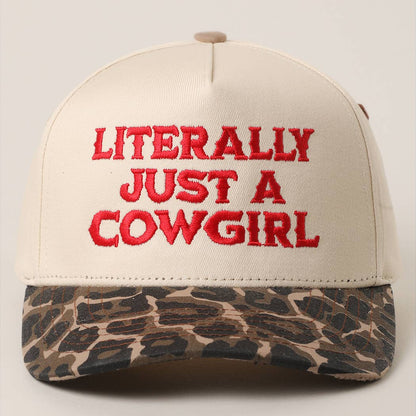 Literally Just a Cowgirl Leopard Trucker Hat